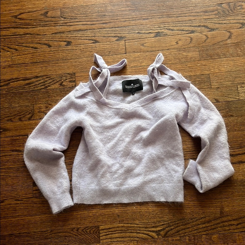 Purple Sweater with Bow Details